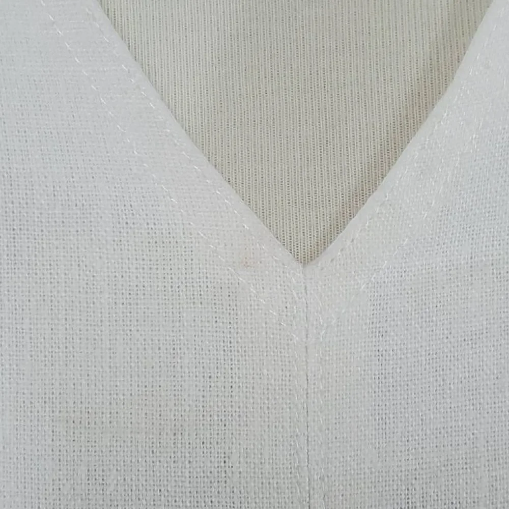 Anthropologie Mo:Vint Womens Shift Dress Ivory Cut Out Choker Linen Size S New